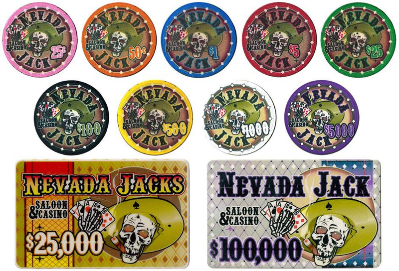 300 Nevada Jack Skulls Ceramic Poker Chips