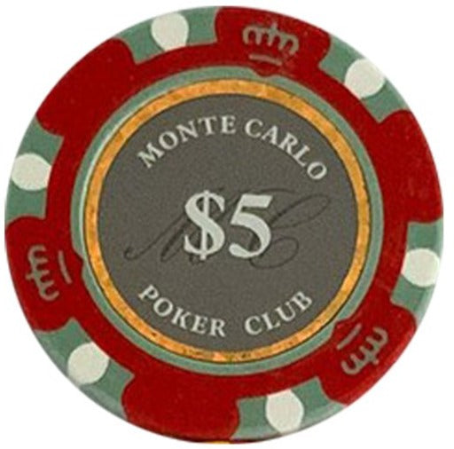 $5 Five Dollar Smoked Monte Carlo Smooth 14 Gram Poker Chips