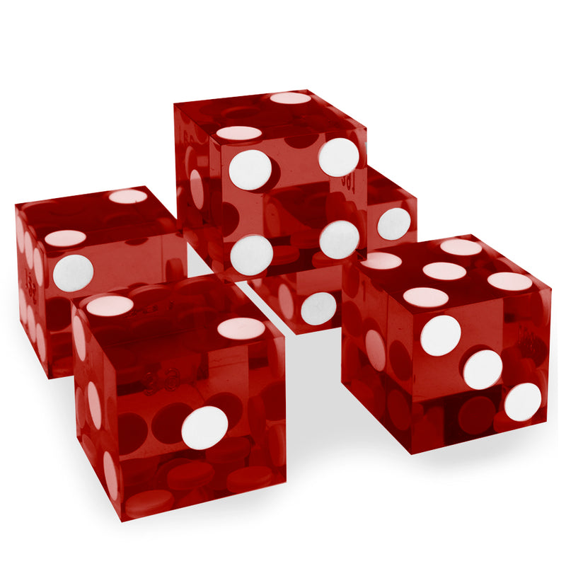 CLEARANCE Red 19MM Precision Razor Edge Serialized Set of 5 Casino Craps Dice