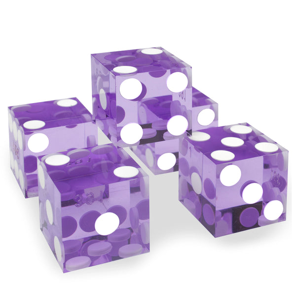 CLEARANCE 5 Sets Purple 19MM Precision Razor Edge Serialized Casino Craps Dice Total 25 PCS