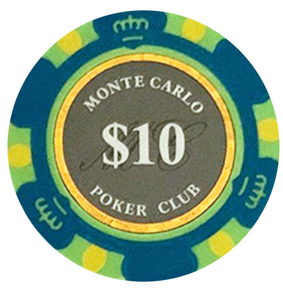 $10 Ten Dollar Smoked Monte Carlo Smooth 14 Gram Poker Chips