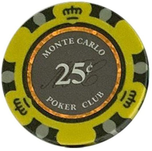 25 Cents Smoked Monte Carlo Smooth 14 Gram Poker Chips