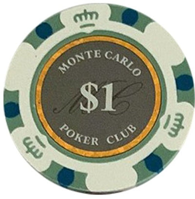 $1 One Dollar Smoked Monte Carlo Smooth 14 Gram Poker Chips