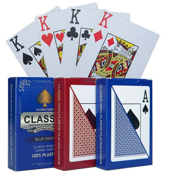 Classic 100% Plastic Playing Cards Bridge Size Jumbo Index 6 Decks 1 Color