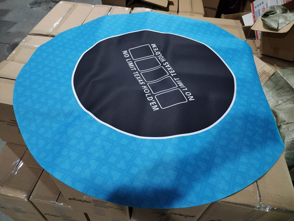 Roll & Play Round Blue Suited Rubber Poker Table Mat 48 Inch