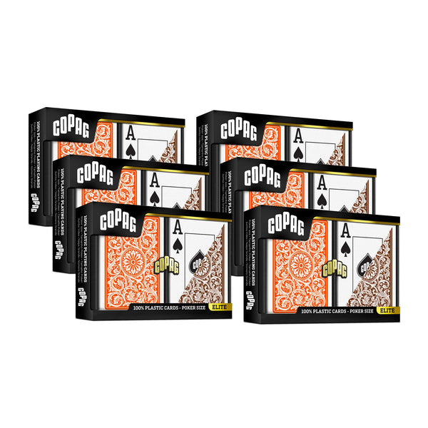6 Pack Copag Cards Orange Brown Poker Size Jumbo Index