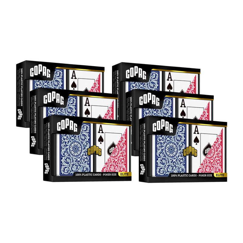 6 Pack Copag Cards Red Blue Poker Size Jumbo Index