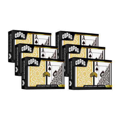 6 Pack Copag Cards Black Gold Poker Size Jumbo Index