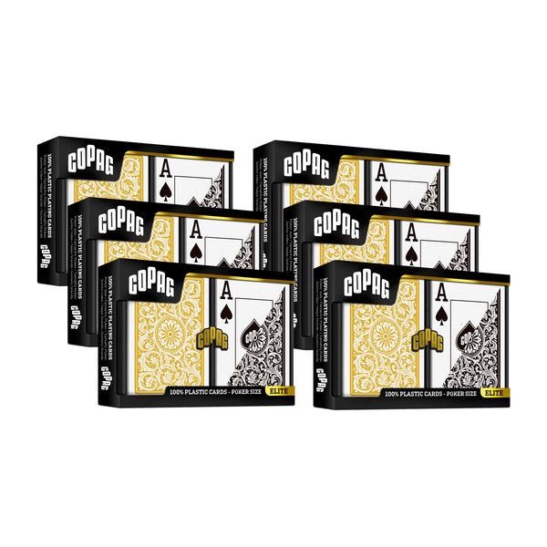 6 Pack Copag Cards Black Gold Poker Size Jumbo Index