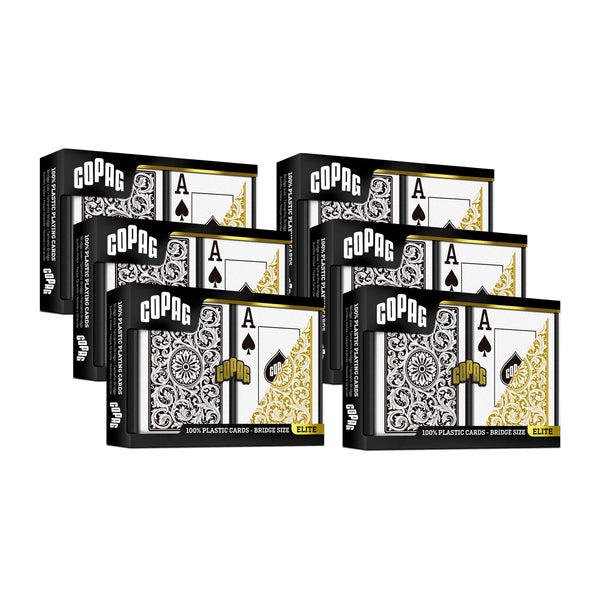 6 Pack Copag Cards Black Gold Bridge Size Jumbo Index