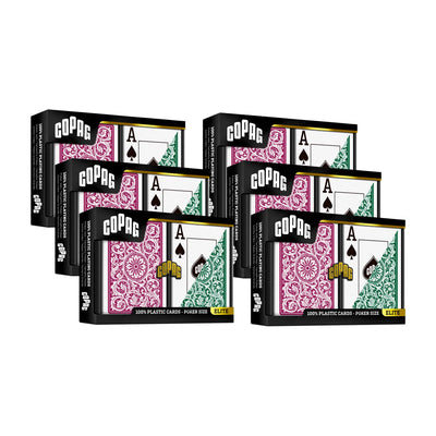 6 Pack Copag Cards Green Burgundy Poker Size Jumbo Index