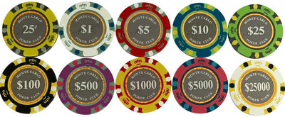 1000 Smoked Monte Carlo Smooth 14 Gram Poker Chips