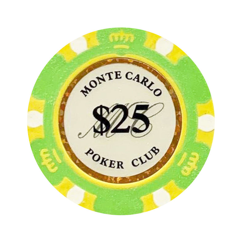 $25 Twenty Five Dollar Monte Carlo Smooth 14 Gram Poker Chips