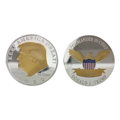 Silver with Gold Trump Challenge Coin Poker Card Guard