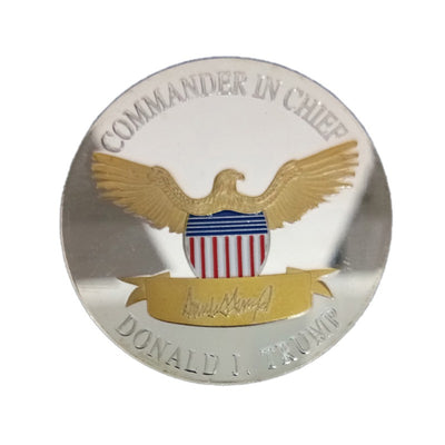 Silver with Gold Trump Challenge Coin Poker Card Guard
