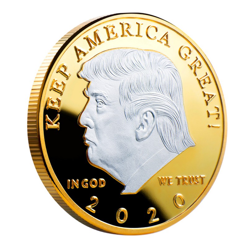 Gold with Silver Trump Challenge Coin Poker Card Guard