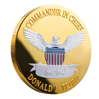 Gold with Silver Trump Challenge Coin Poker Card Guard