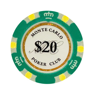 $20 Twenty Dollar Monte Carlo Smooth 14 Gram Poker Chips