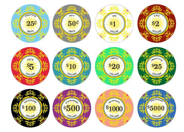 25 Classic Ceramic 10 Gram Poker Chips(1 Roll)