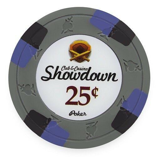 $0.25 Cent Gray Showdown Casino 13.5 Gram - 100 Poker Chips