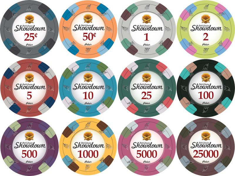 $0.25 Cent Gray Showdown Casino 13.5 Gram - 100 Poker Chips