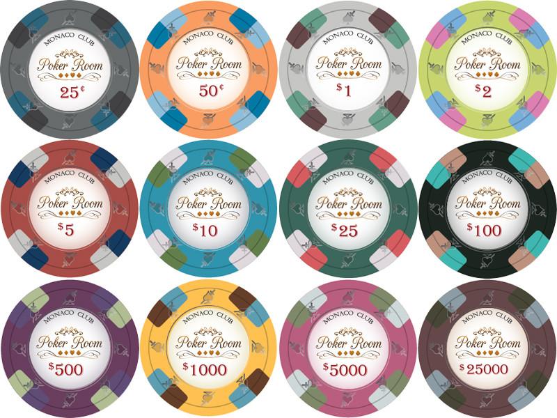 $0.50 Cent Orange Monaco Club 13.5 Gram - 100 Poker Chips