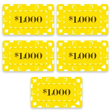 Chips - $1,000 Yellow Square Chips Rectangular Poker Plaques