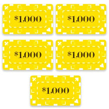 Chips - $1,000 Yellow Square Chips Rectangular Poker Plaques