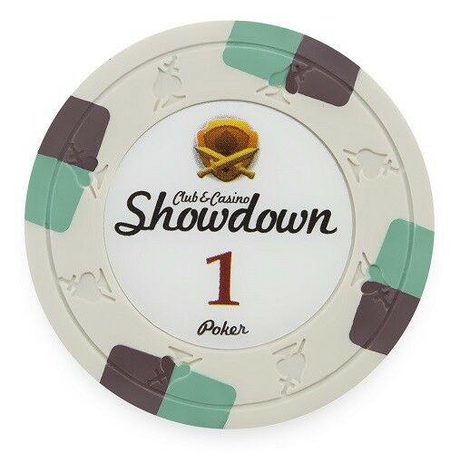 $1 White Showdown Casino 13.5 Gram - 100 Poker Chips