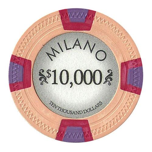 $10,000 Ten Thousand Dollars Milano 10 Gram Pure Clay Poker Chips