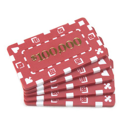 Chips - $100,000 Red Square Chips Rectangular Poker Plaques