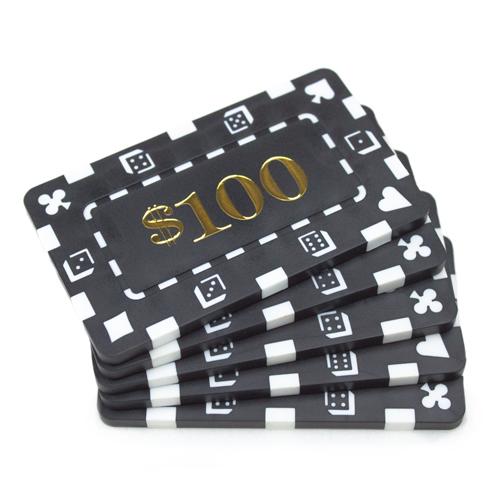 Chips - $100 Black Square Chips Rectangular Poker Plaques