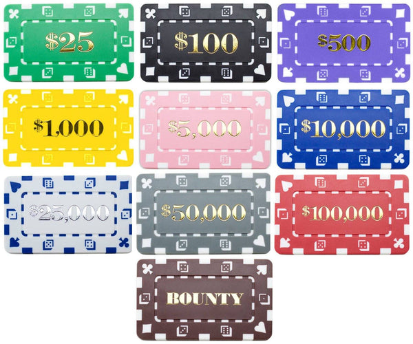 Chips - 100 Denominated Square Chips 32 Gram Rectangular Plaques
