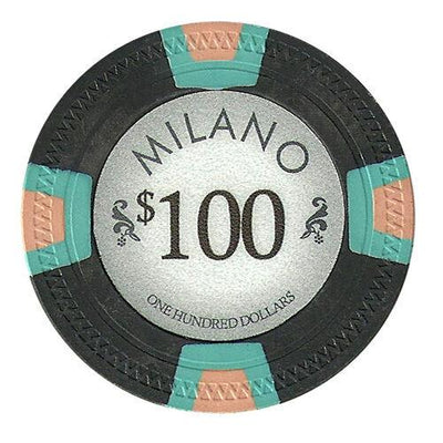 $100 One Hundred Dollars Milano 10 Gram Pure Clay Poker Chips