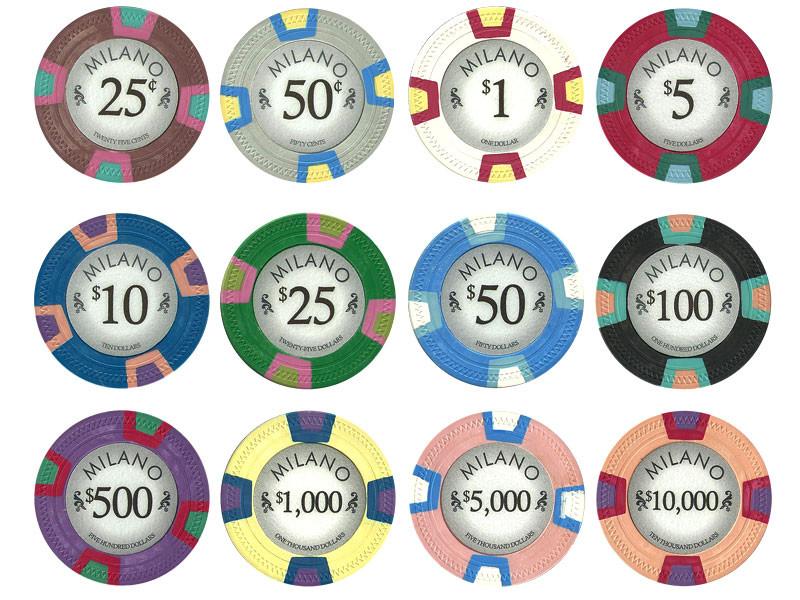 $100 One Hundred Dollars Milano 10 Gram Pure Clay Poker Chips