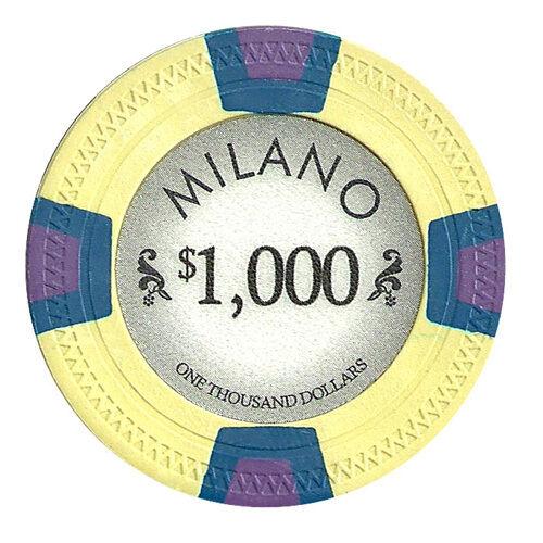 $1000 One Thousand Dollars Milano 10 Gram Pure Clay Poker Chips