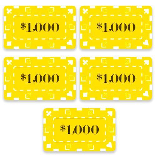 $1000 Square Poker Plaques - 5 PC