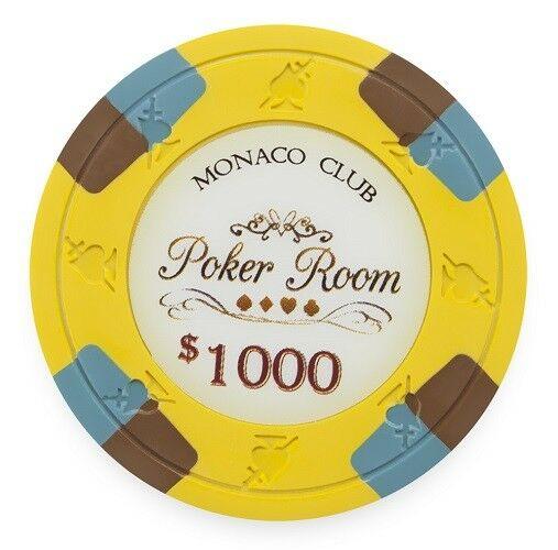 $1000 Yellow Monaco Club 13.5 Gram - 100 Poker Chips