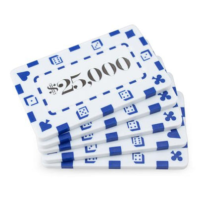 Chips - $25,000 White Square Chips Rectangular Poker Plaques