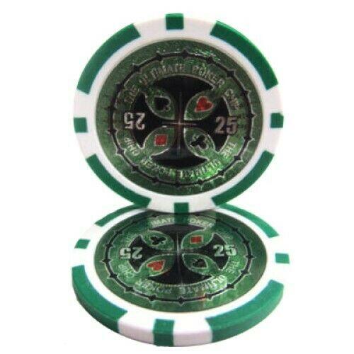 $25 Green Ultimate 14 Gram - 100 Poker Chips