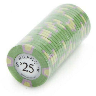 $25 Twenty Five Dollar Milano 10 Gram Pure Clay Poker Chips