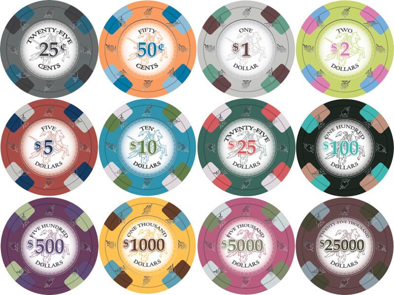 $25 Twenty Five Dollar Poker Knights 13.5 Gram 100 Poker Chips