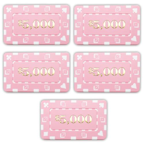 Chips - $5,000 Pink Square Chips Rectangular Poker Plaques
