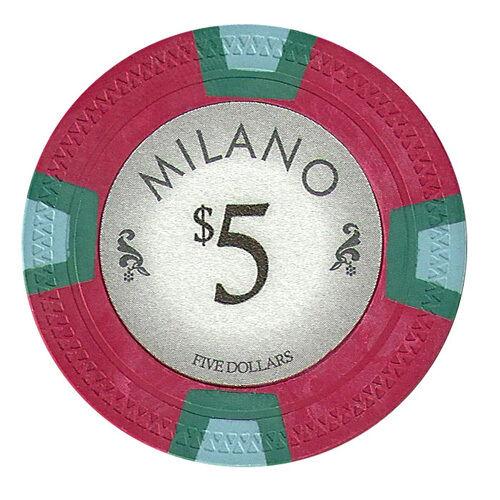 $5 Five Dollar Milano 10 Gram Pure Clay Poker Chips