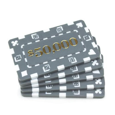 Chips - $50,000 Grey Square Chips Rectangular Poker Plaques