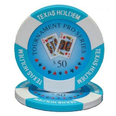 $50 Light Blue Tournament Pro 11.5 Gram - 100 Poker Chips