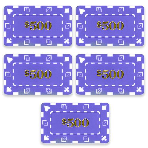 Chips - $500 Purple Square Chips Rectangular Poker Plaques
