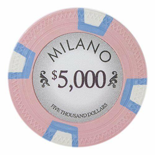 $5000 Five Thousand Dollars Milano 10 Gram Pure Clay Poker Chips