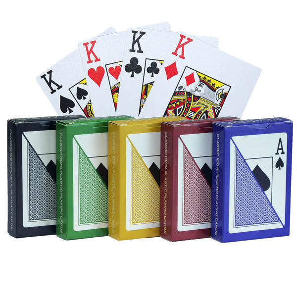 Classic 100% Plastic Playing Cards Bridge Size Jumbo Index 10 Decks (5 Colors)
