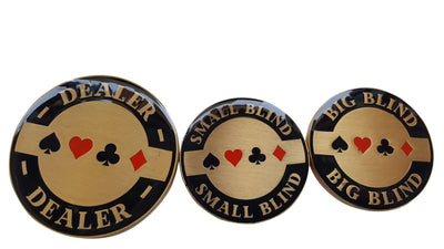 Double Sided Dealer, Small Blind, and Big Blind Poker Buttons